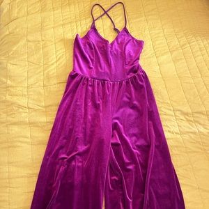 Pink velvet jumpsuit